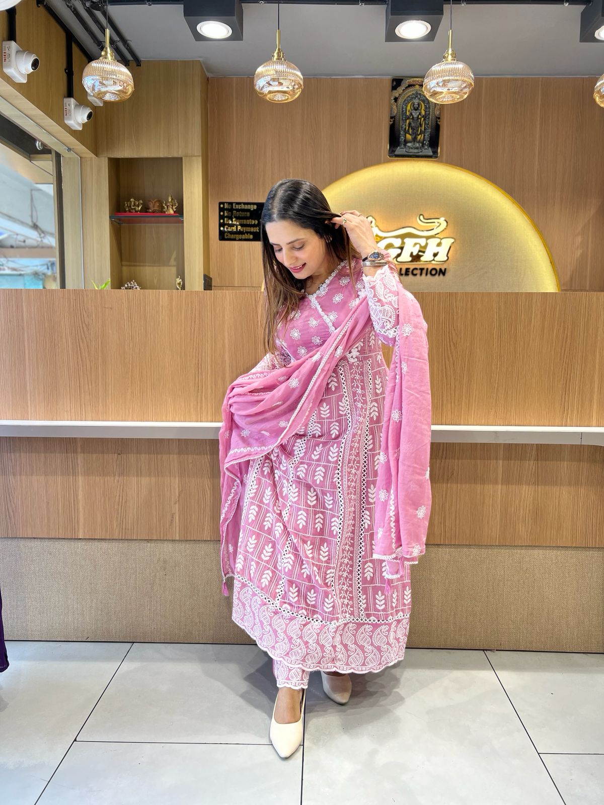 Pure Mull Cotton Onion Pink Anarkali 3pc Set