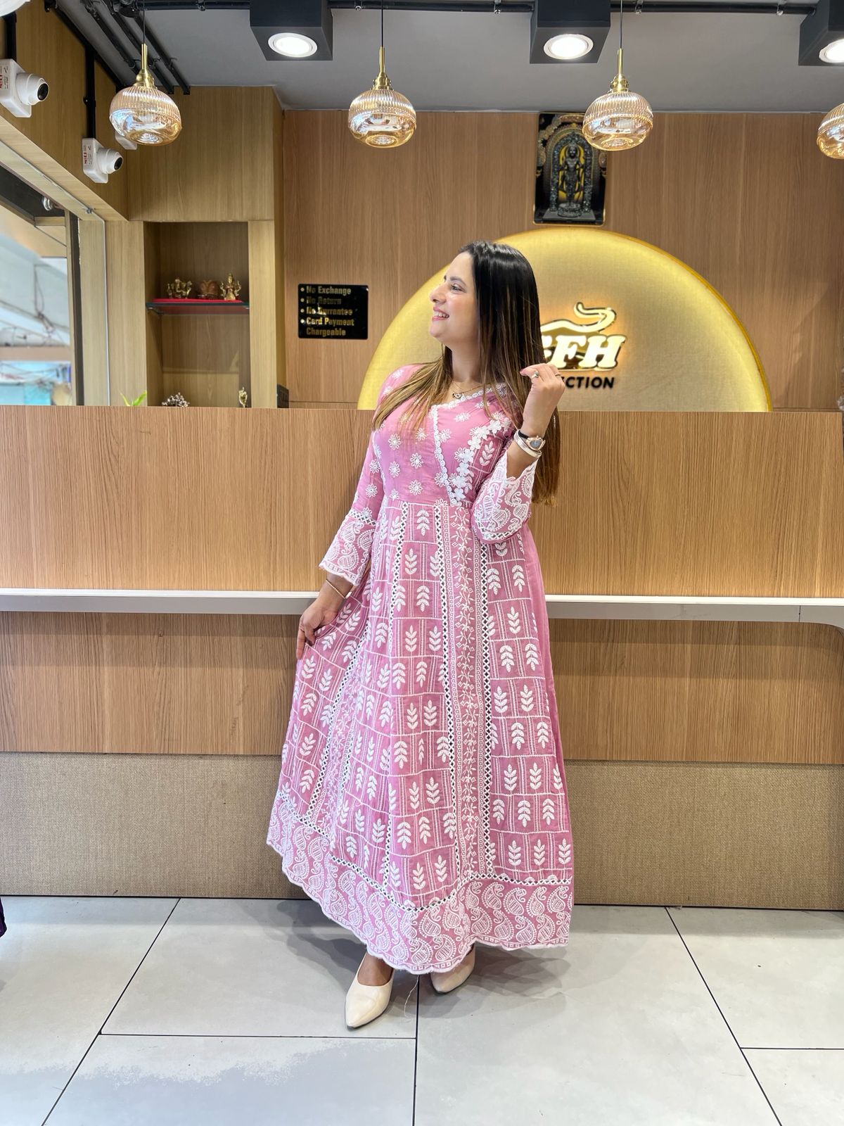 Pure Mull Cotton Onion Pink Anarkali 3pc Set