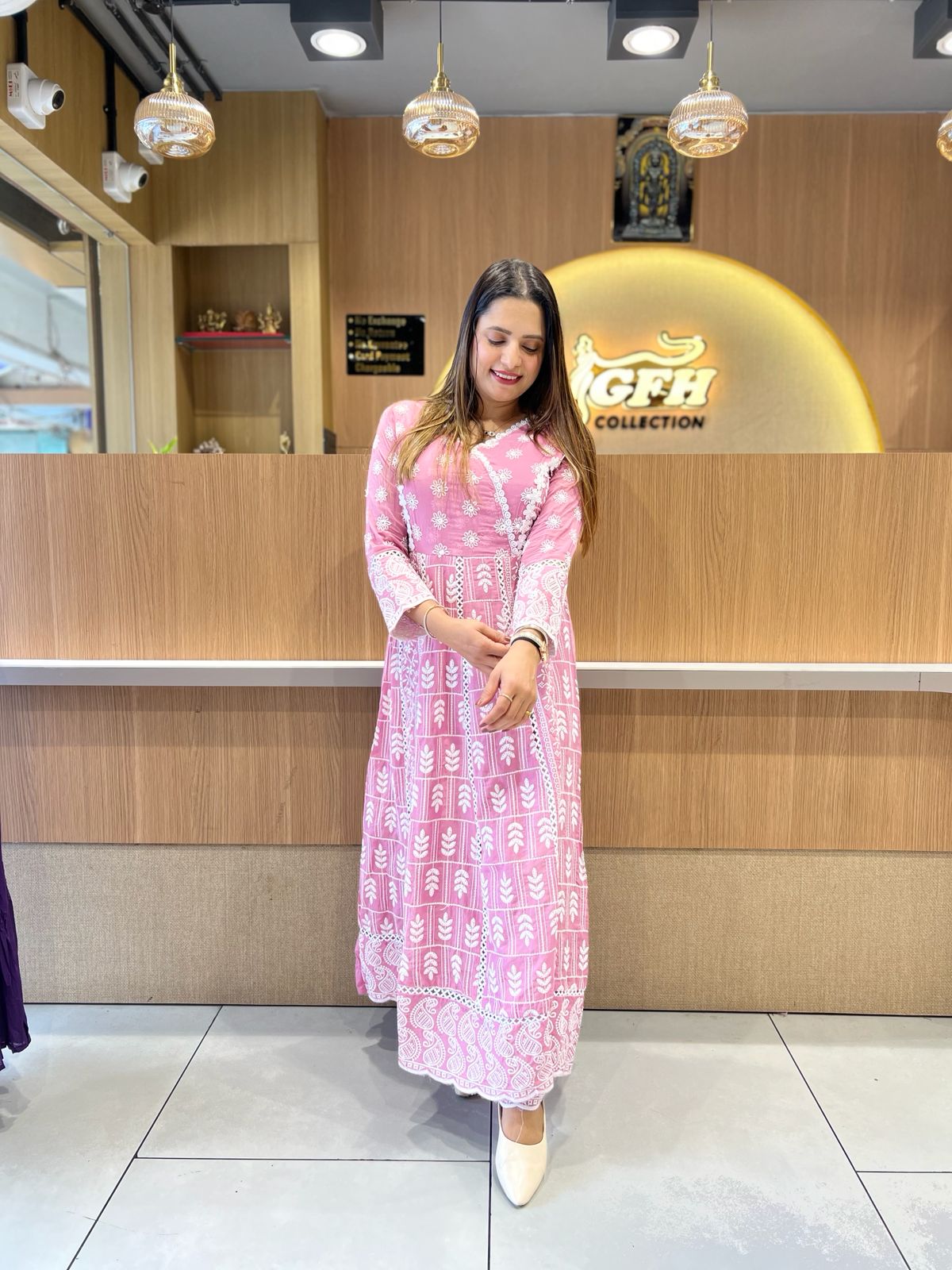 Pure Mull Cotton Onion Pink Anarkali 3pc Set