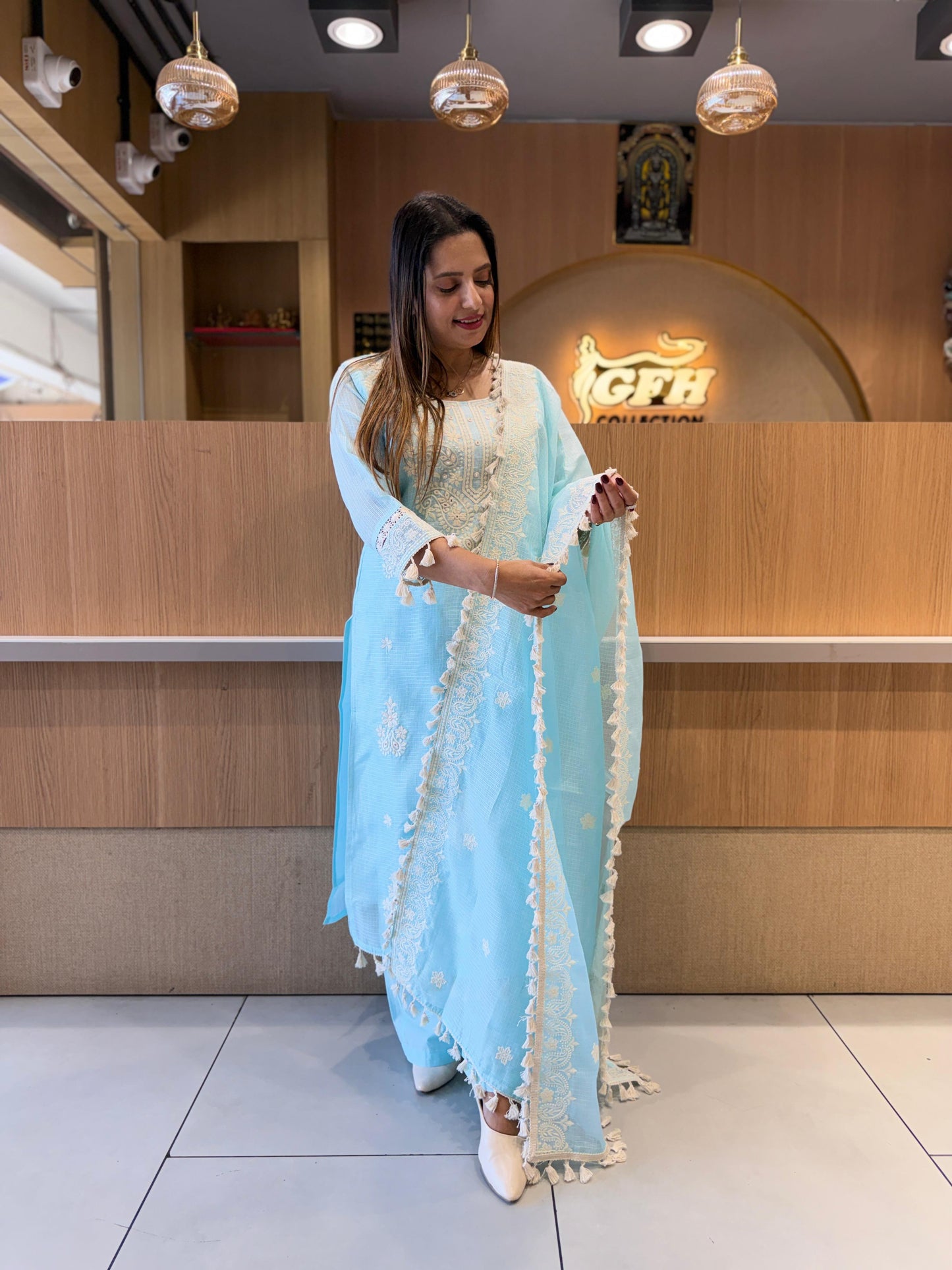 Pure Kota Doria Ice Blue 3pc Set