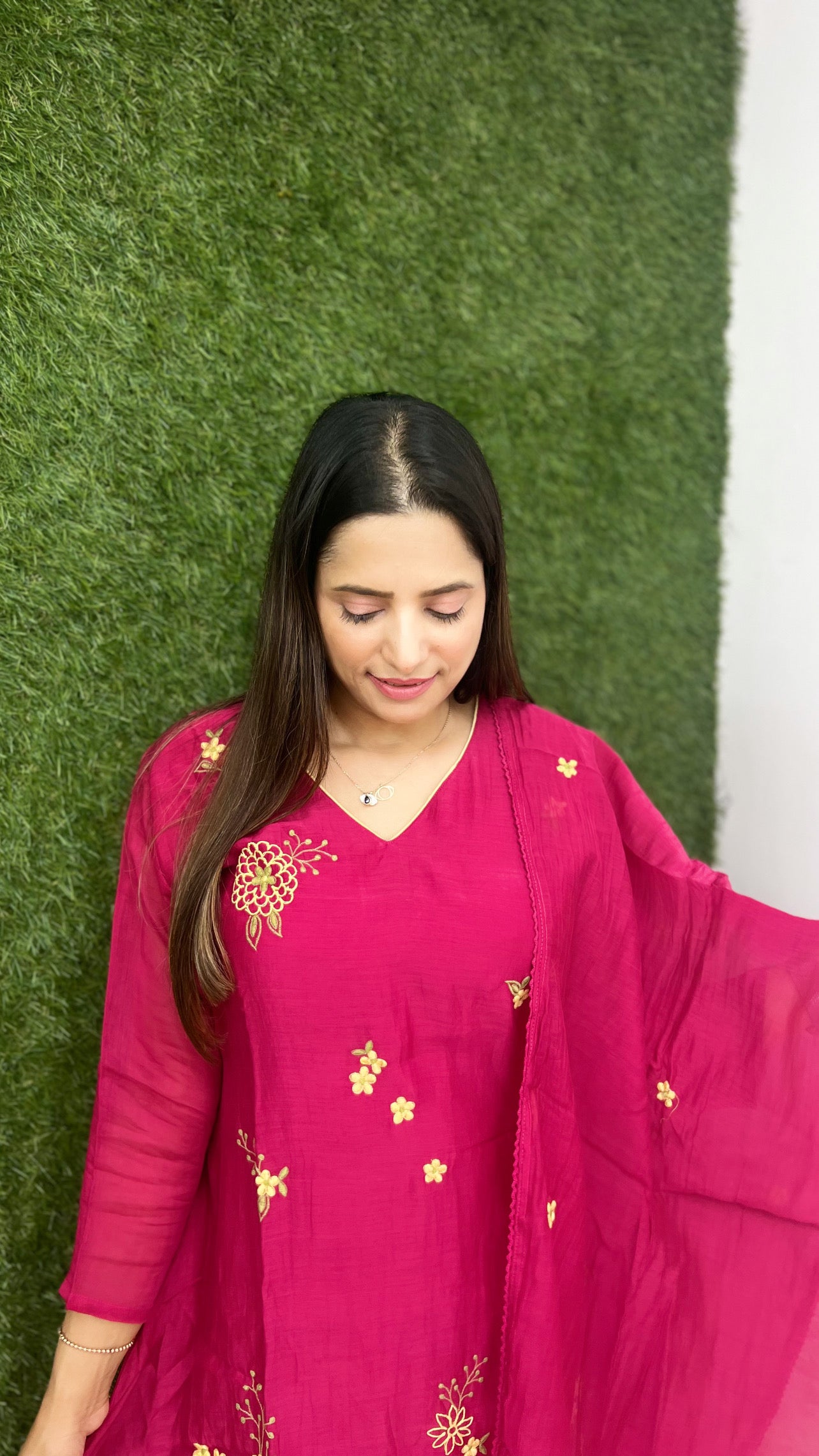 Pure Kolkatta Mull Chanderi 3 pc suit