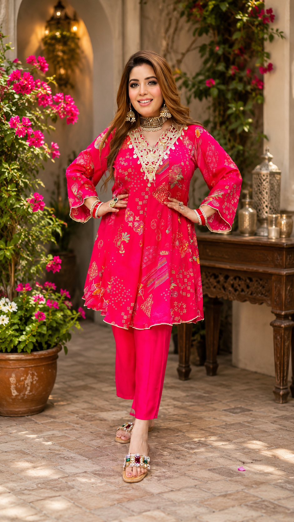 Pure Muslin Rani Pink 2pc Set