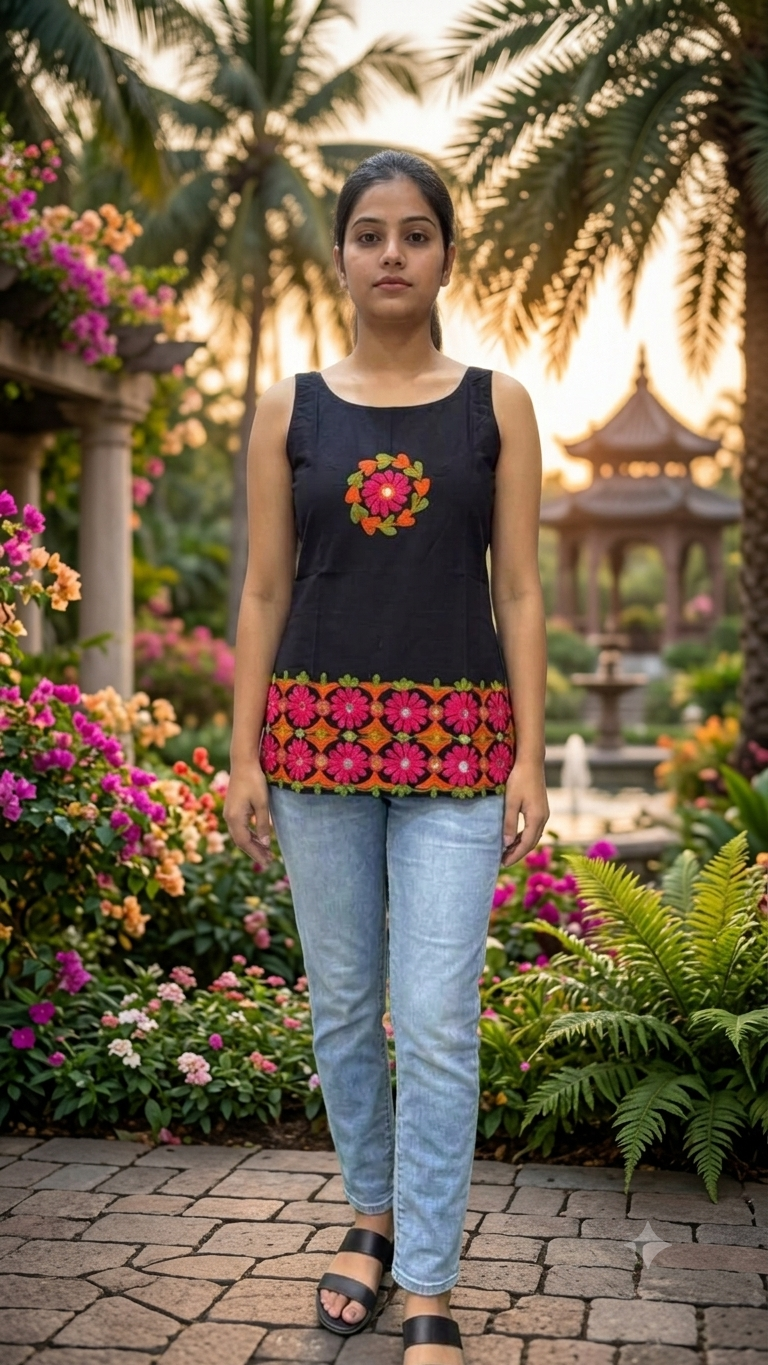 Pure Cotton Short Top Black