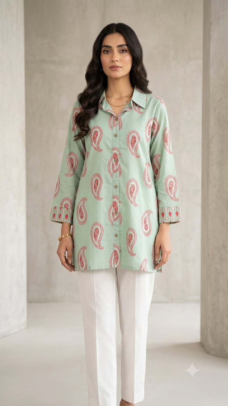 Pure Cotton mint green  Short Top
