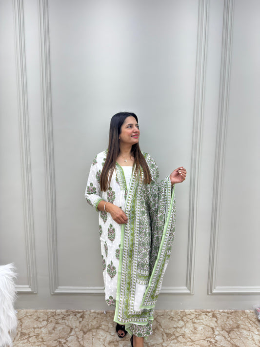 Pure cotton Office going 3 pc set- Off white colour.