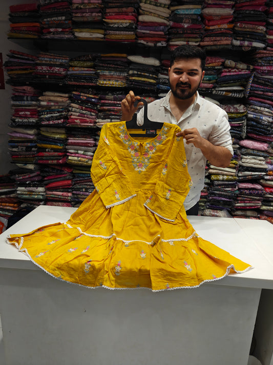 Pure mull Cotton Midi Yellow Color