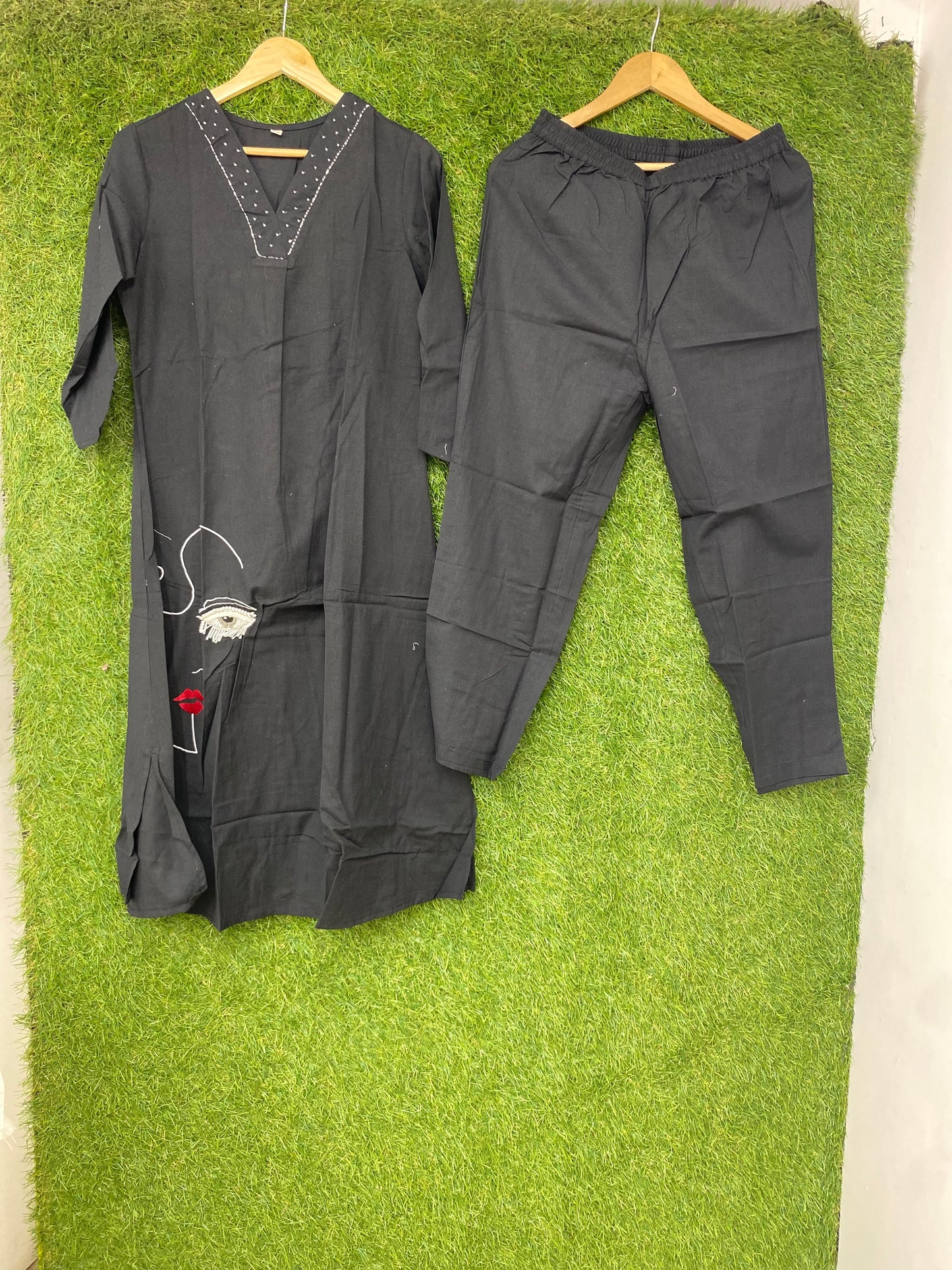 Pure Cotton Cordset Black Color