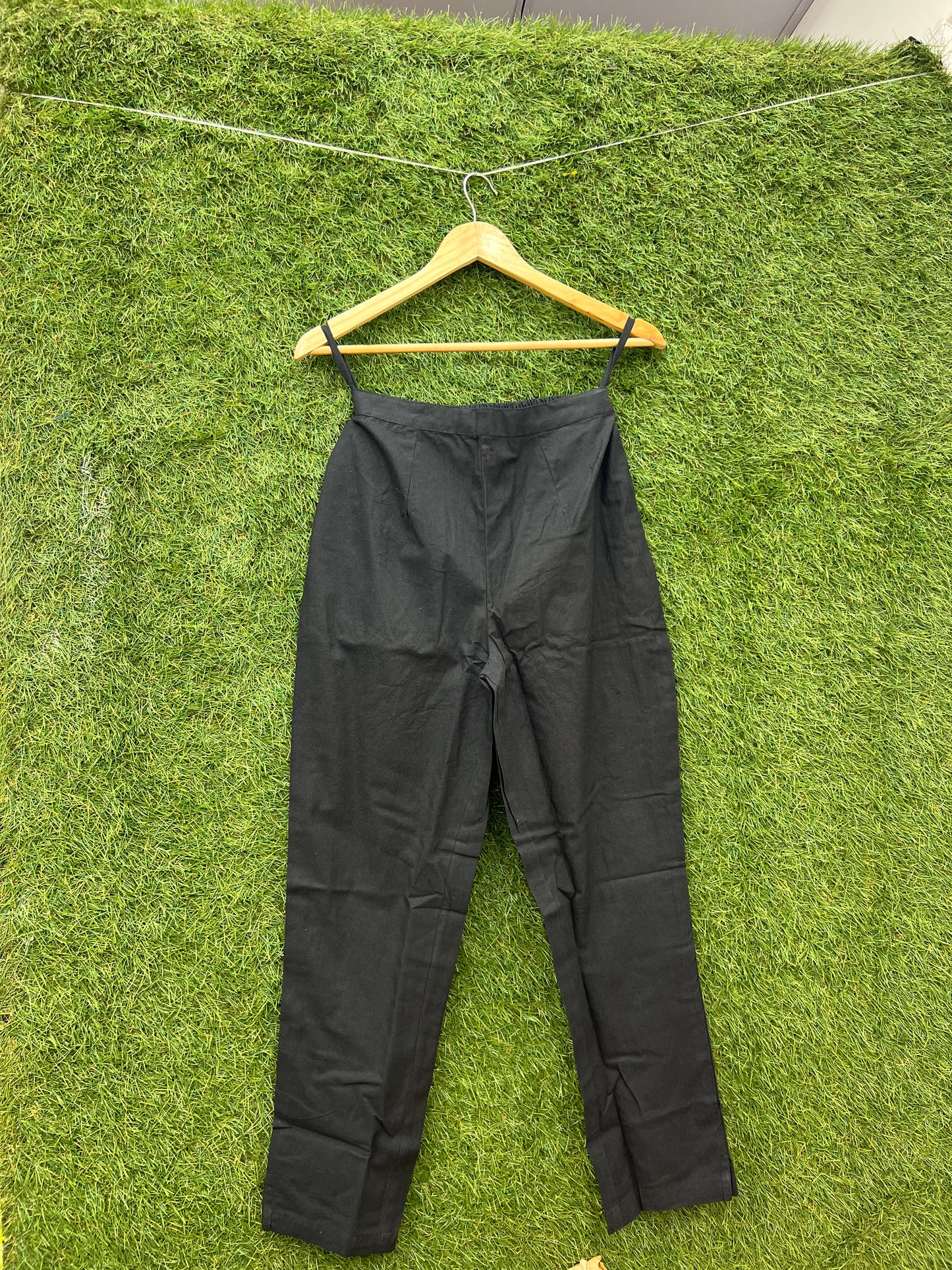 Pure Cotton flex linen Pents - Offwhite & Black Color