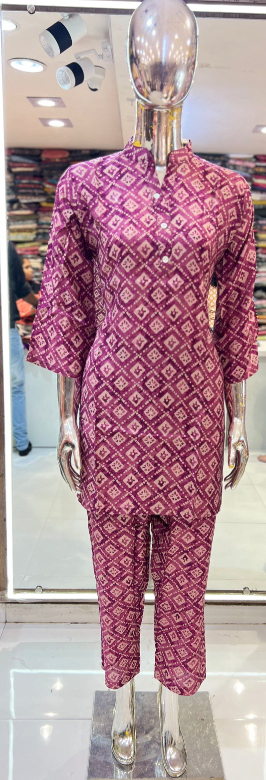 Pure Muslin Coordsets Wine Color