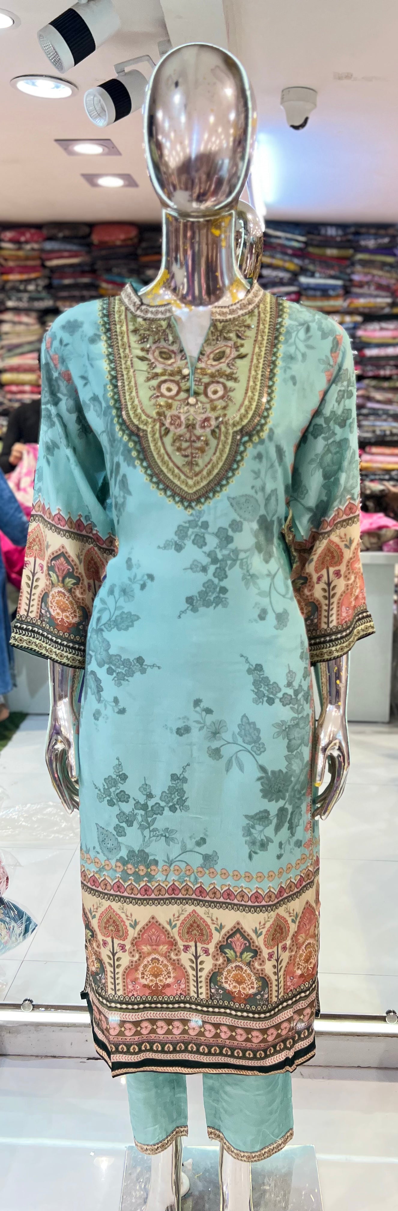 Pure Crep 2pc Cordset Thread Work Sea Green Color