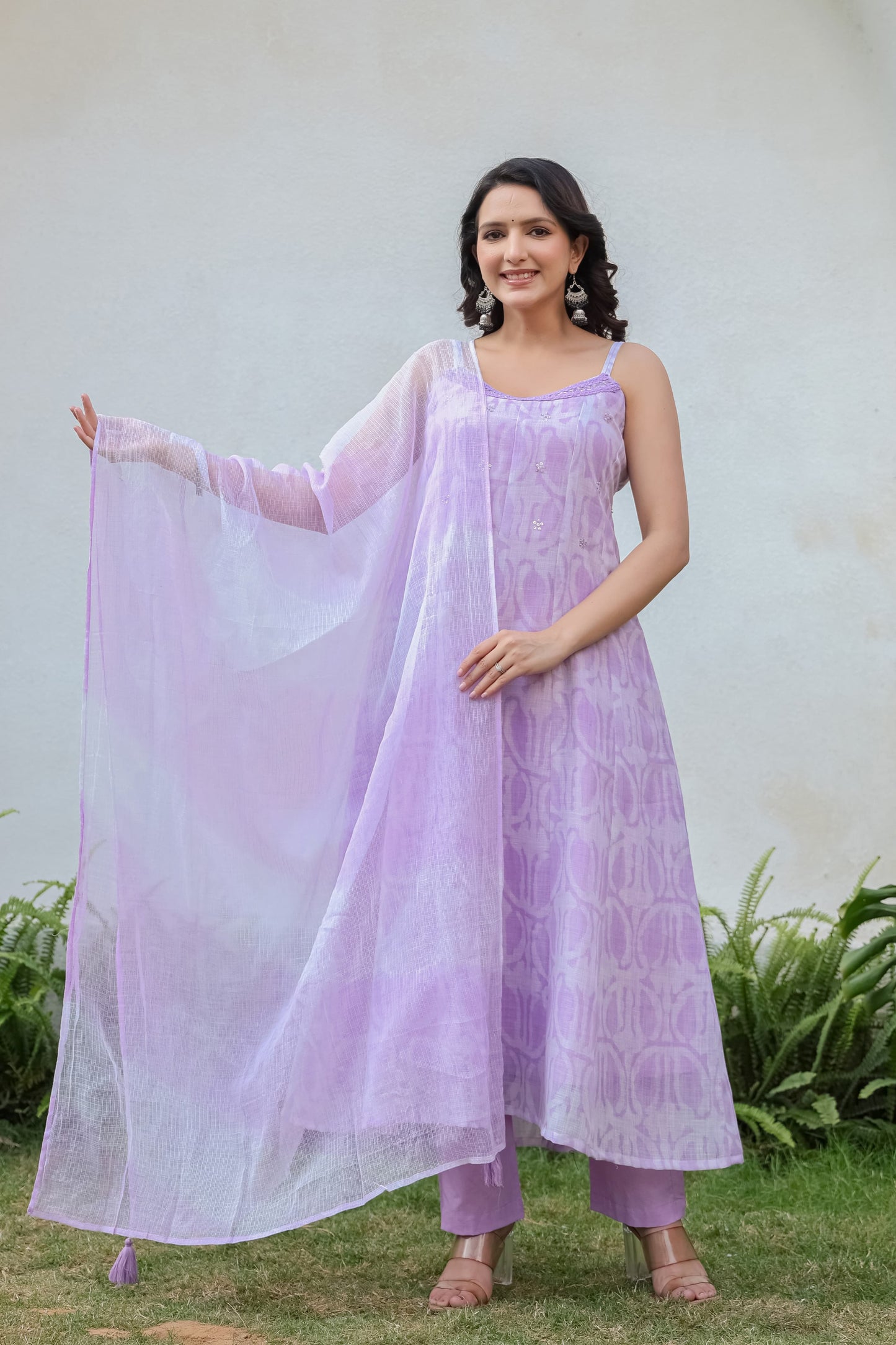 Pure Cotton 3pc Set Spagheti Pattern Light purple Color