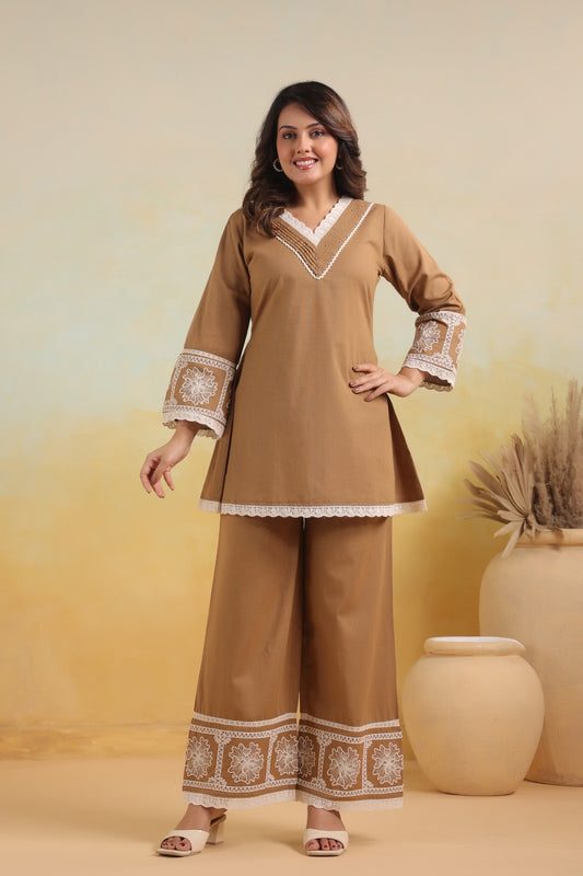 Pure Flex Cotton Coordset With Pearl Work