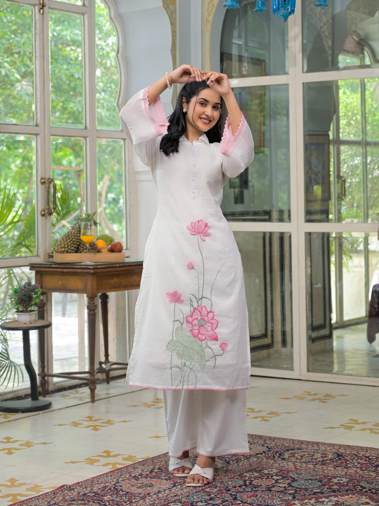 Pure Mull Cotton Cordset- white color