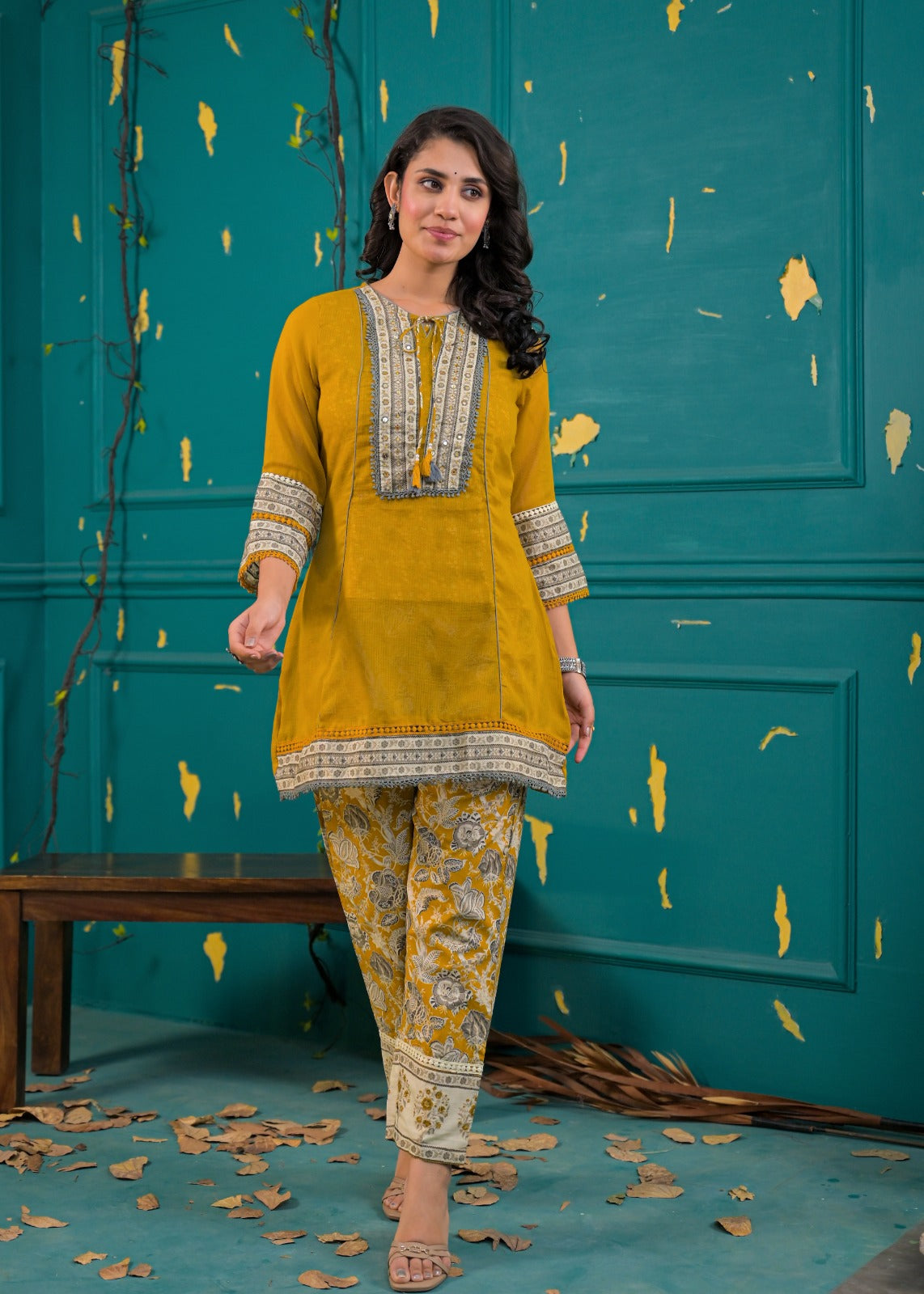 Pure Cotton 4pc Cordset Yellow Color