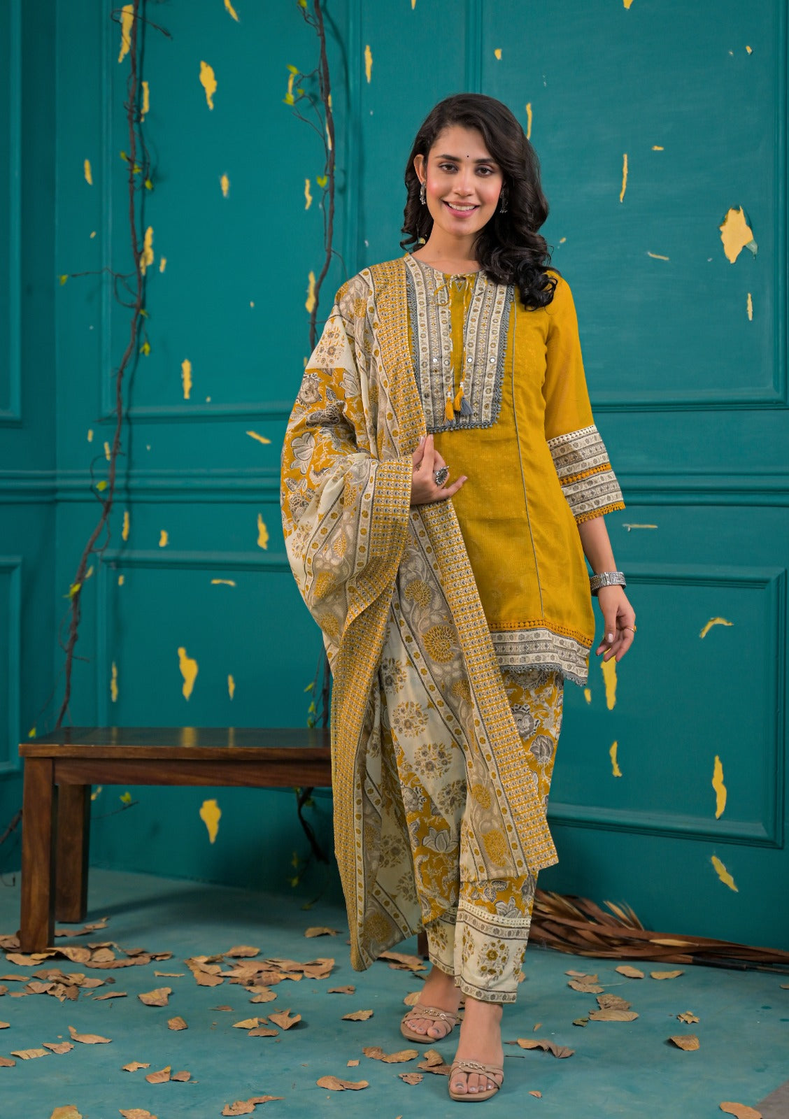 Pure Cotton 4pc Cordset Yellow Color