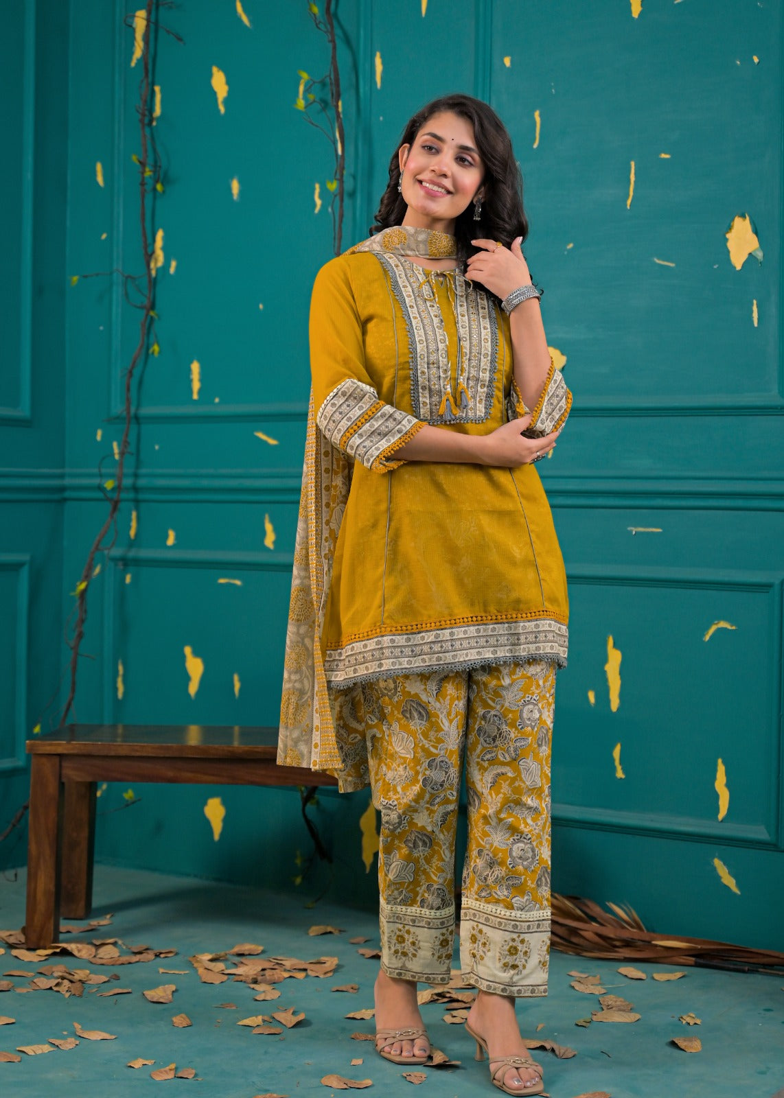 Pure Cotton 4pc Cordset Yellow Color
