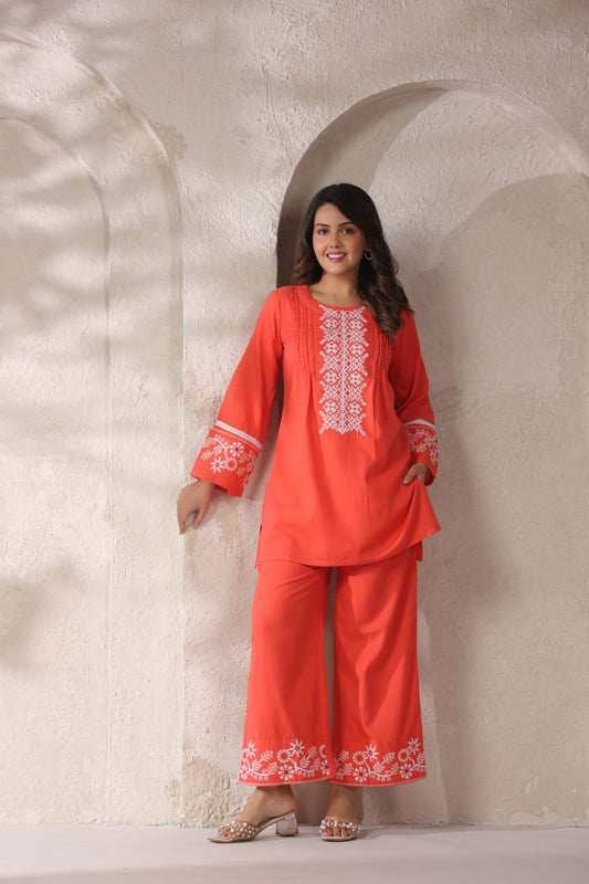 Pure Cotton 2pc Set Orange Color