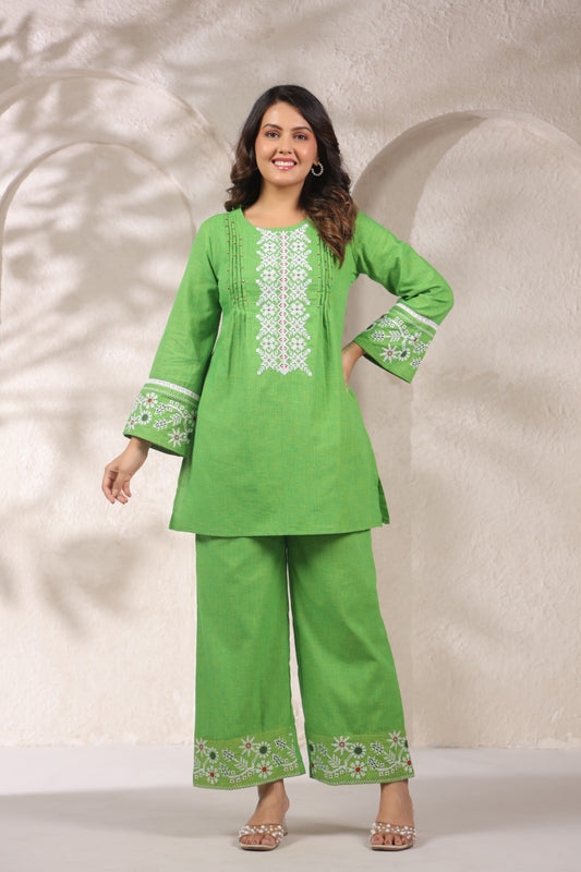 Pure Cotton 2pc Set Green Color