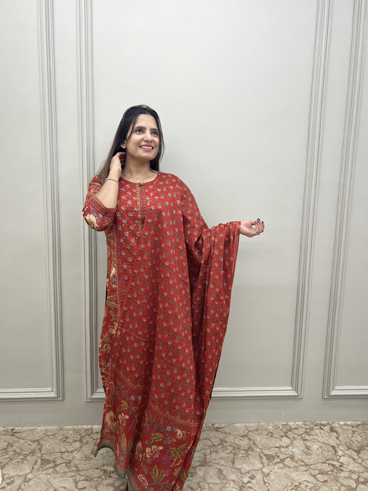 PURE JAIPURI COTTON HANDBLOCK PRINT- Maroon colour