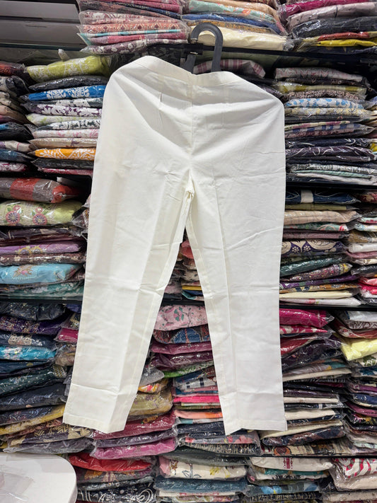 Pure Cotton Flex Linen Pents - Offwhite