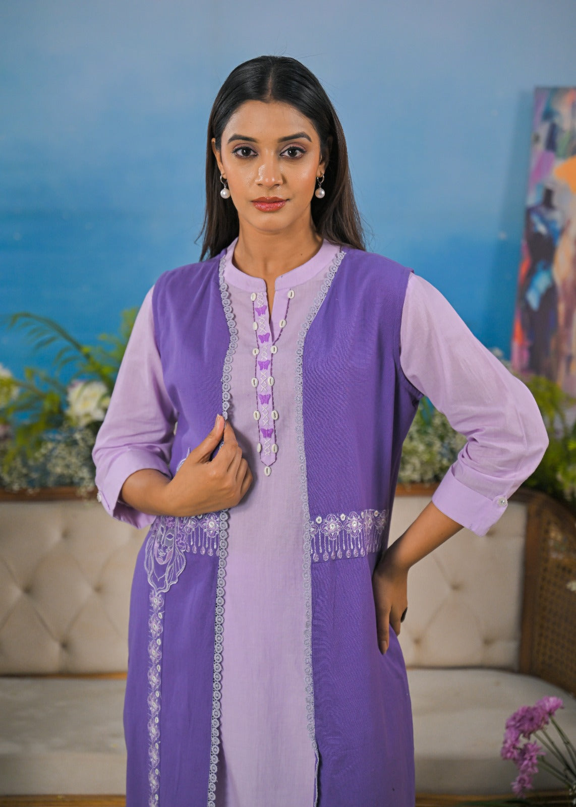 Pure Cotton Purple 3pc Set