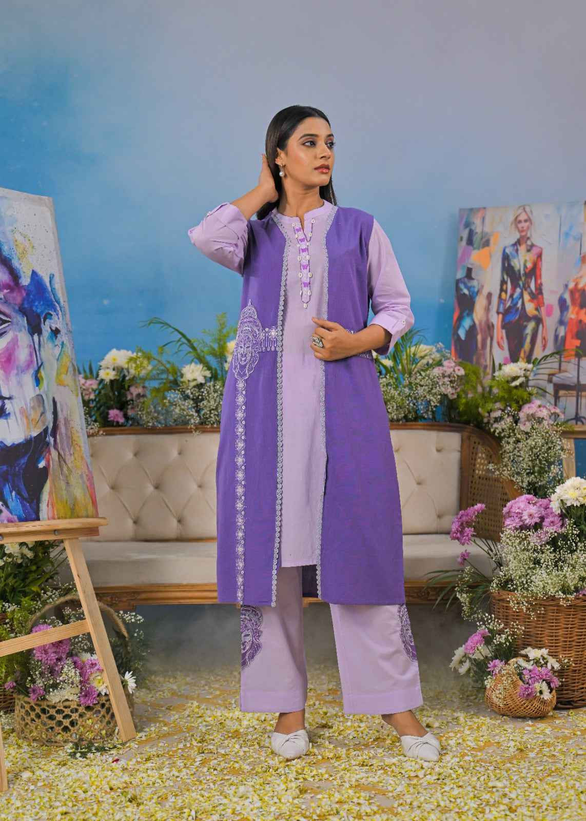 Pure Cotton Purple 3pc Set