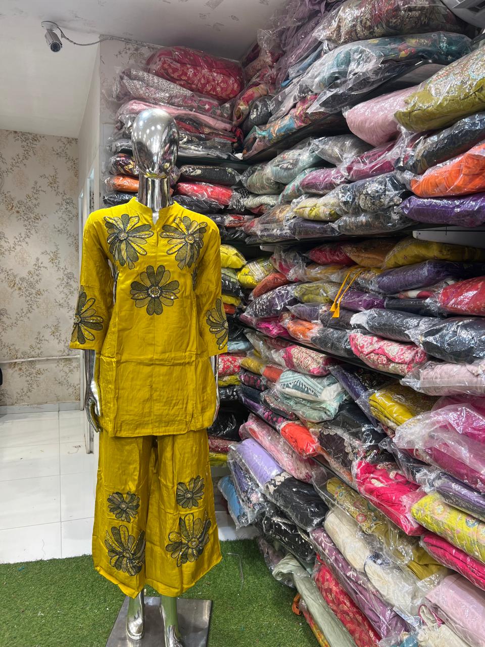 Pure Muslin Party Wear 2pc Set Yellow Color