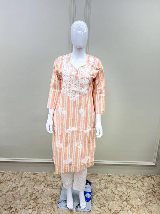 Pure Lucknowi Thread Work 2pc Cordset Peach Color