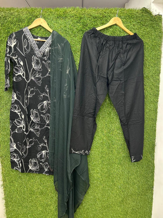 Pure Rayon 3pc Set  Blue Color