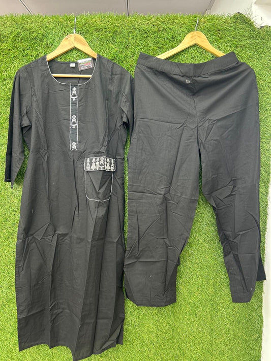 Pure Cotton 2pc set black colour