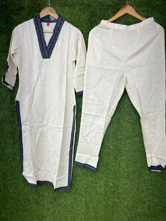 Pure Cotton 2pc Cordset White Color