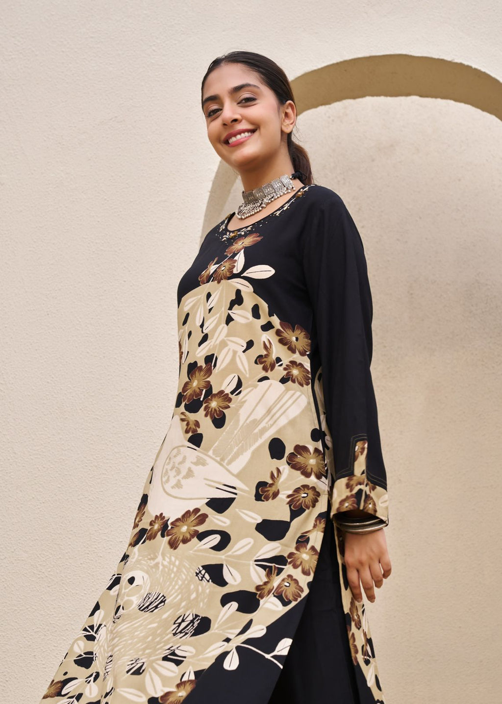 Pure Germon Rayon Signature Figure Print 2pc Cordset Black Color