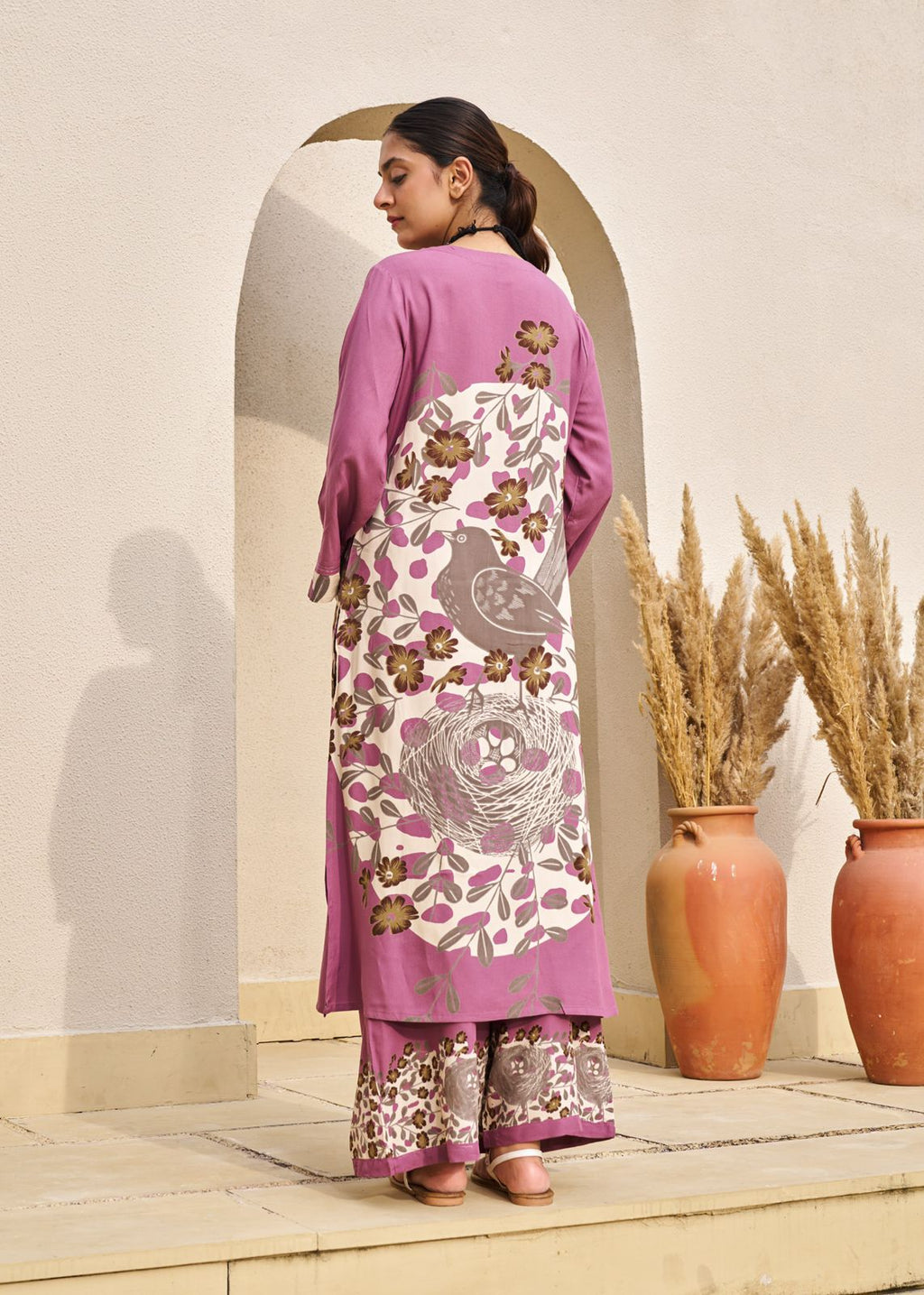 Pure Germon Rayon Signature Figure Print 2pc Cordset Lylac Purple Color