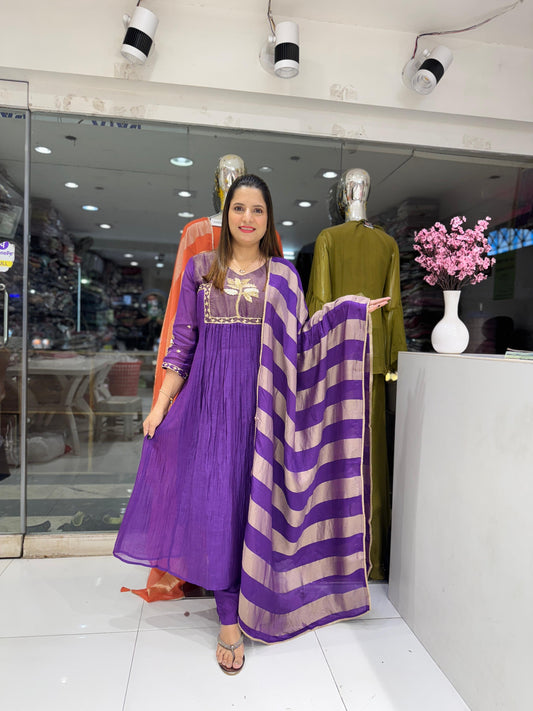 Mull Chanderi 3pc Suit