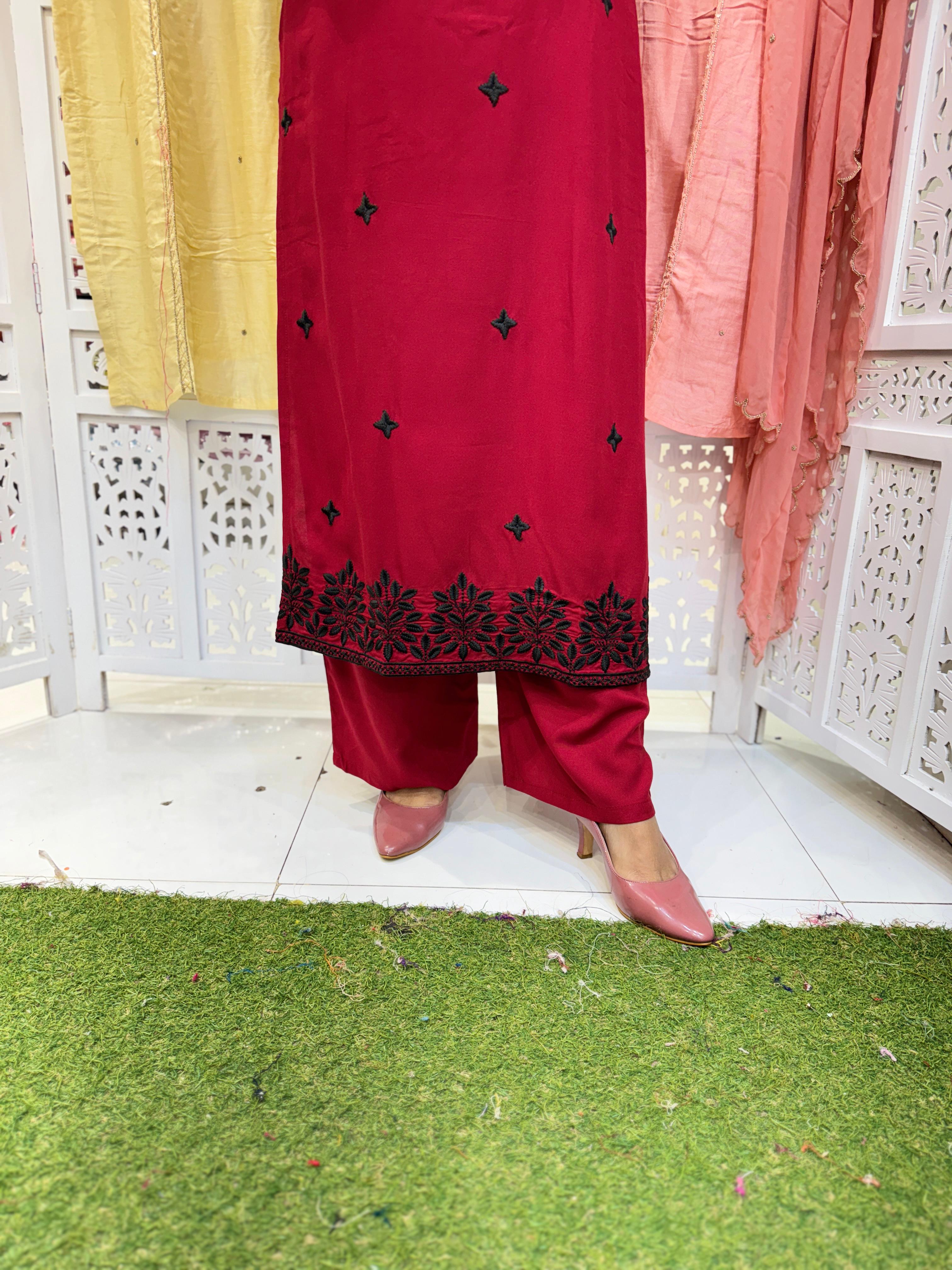 German Rayon Red 2pc Suit