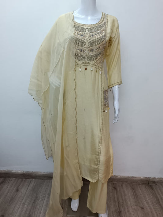 Dola Silk Cream 3pc Suit