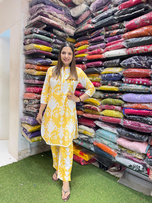 Cotton Yellow 2pc Suit
