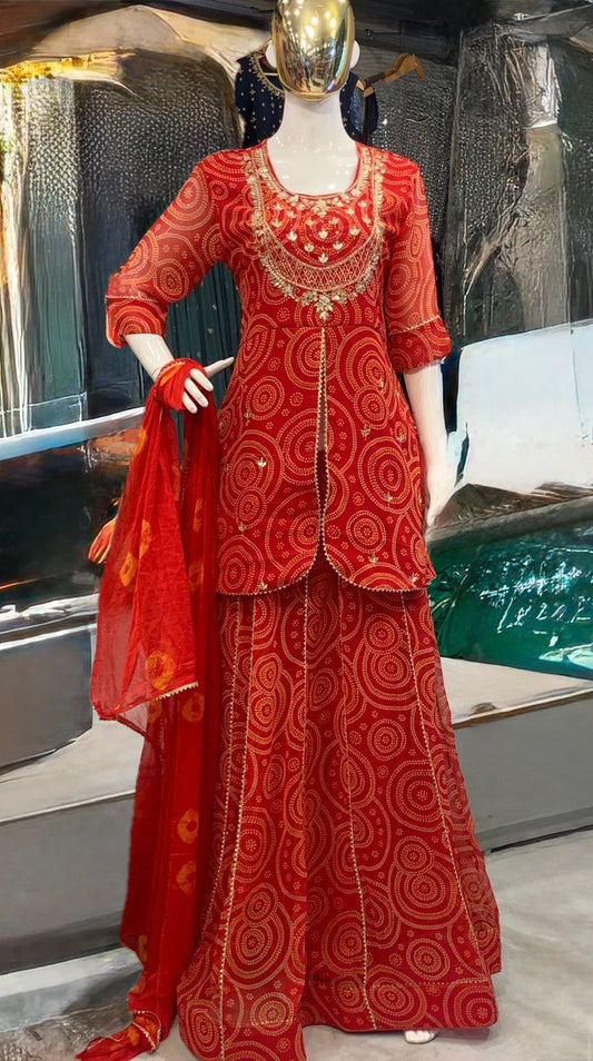 Georgette Red 3pc Suit