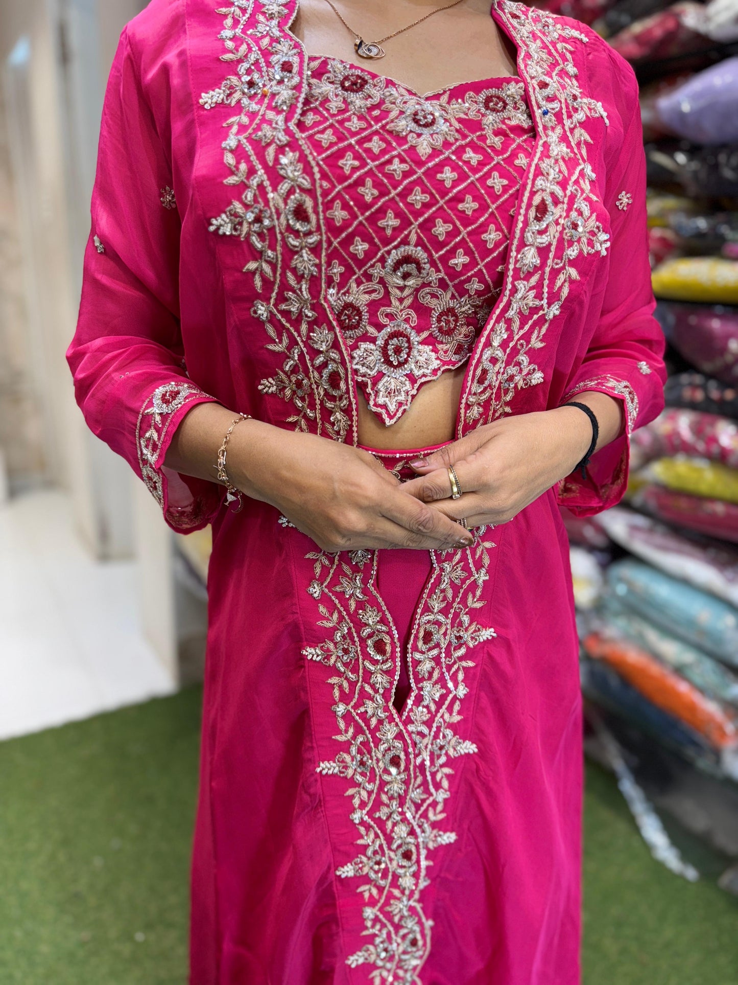 Viscoce Organza Pink 3pc Suit