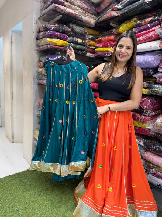 Navaratri Designer Skirt Green