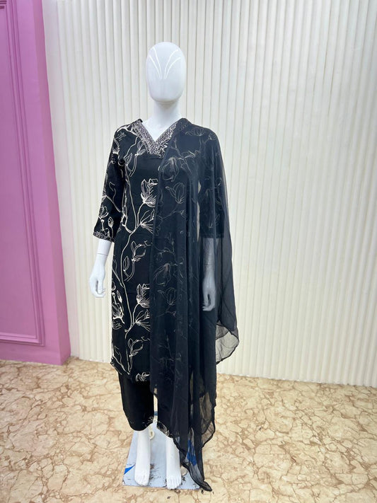 German Rayon Black 3pc Suit