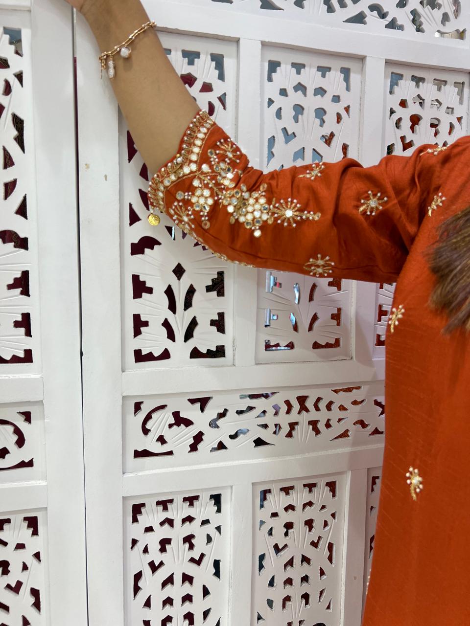 Dola Silk Orange 3pc Suit