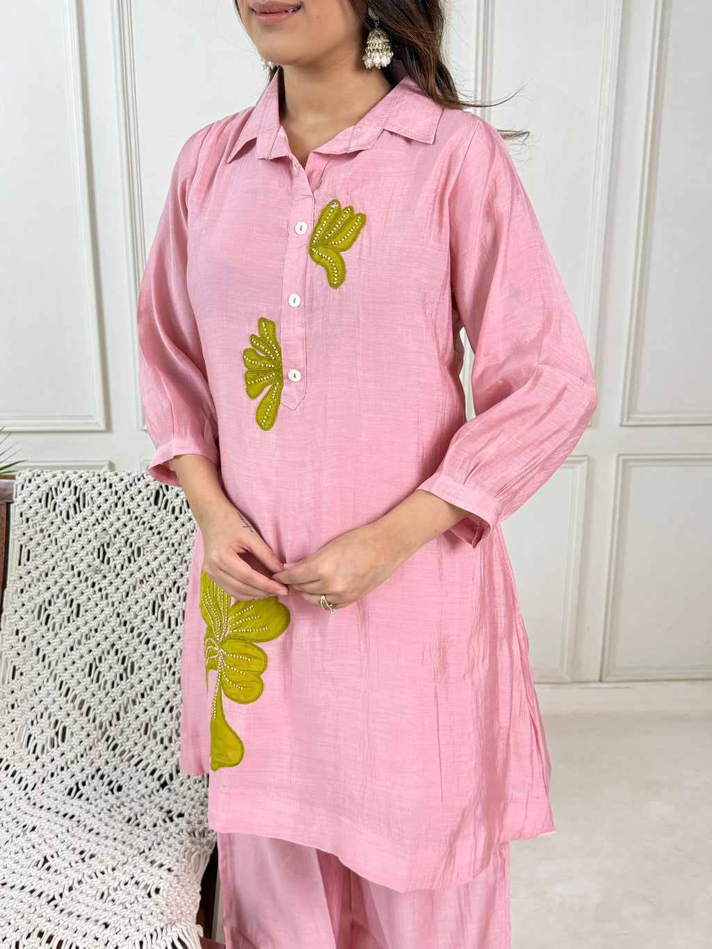 Mull Chanderi Pink 2pc Suit