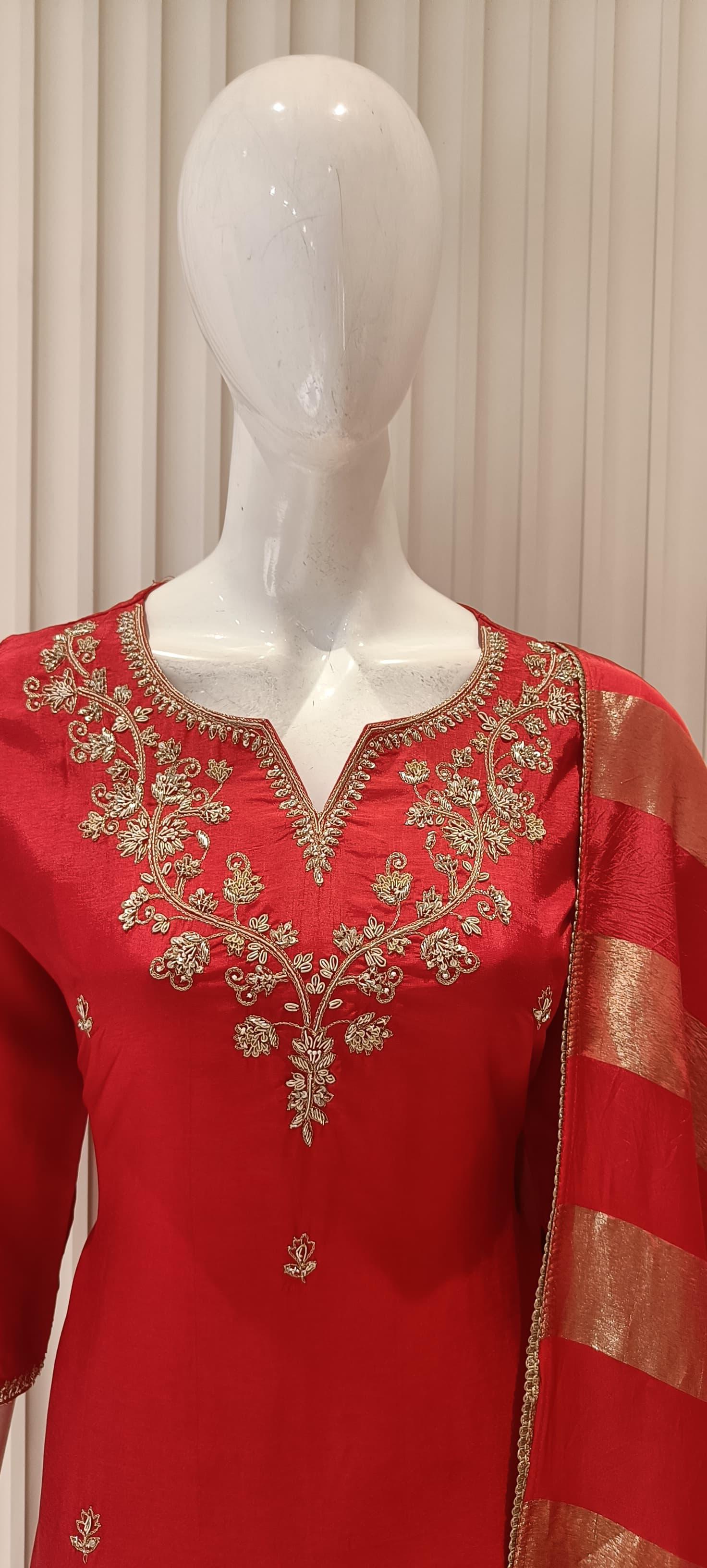 Dola Silk Red 3pc Suit