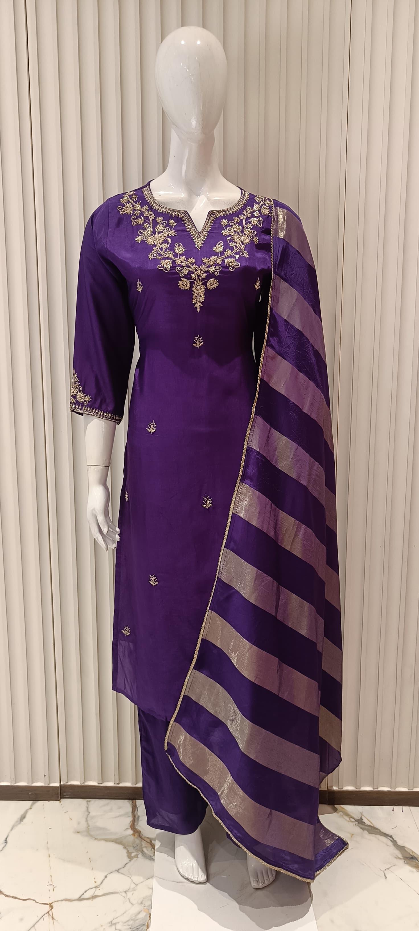 Dola Silk Purple 3pc Suit