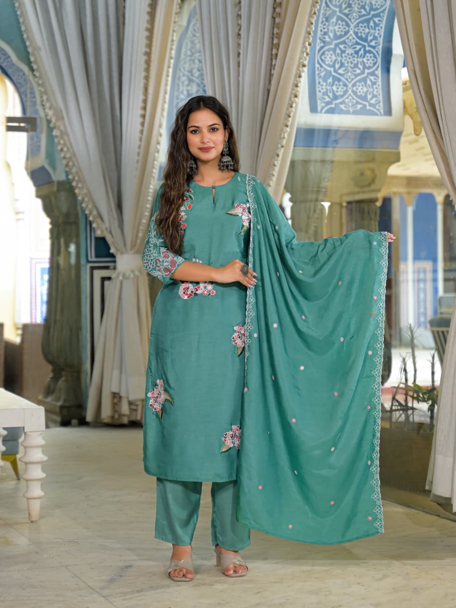 Dola Silk Rama Green 3pc Set