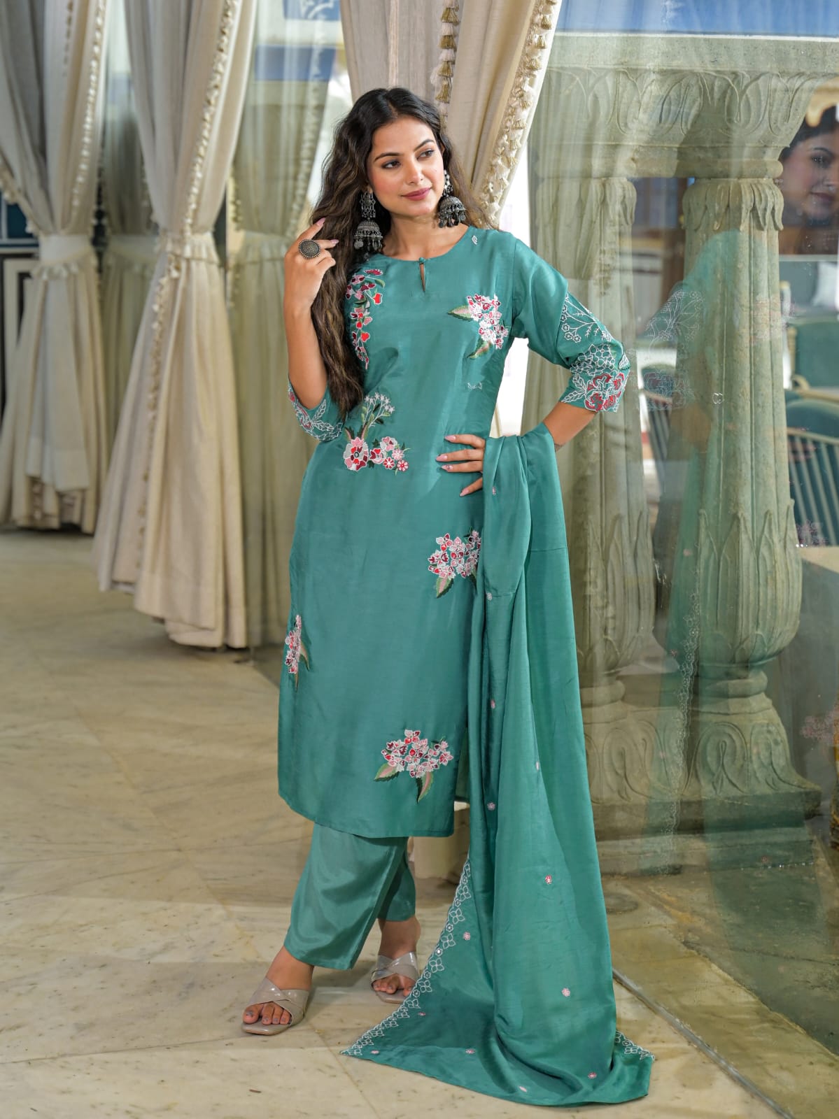 Dola Silk Rama Green 3pc Set