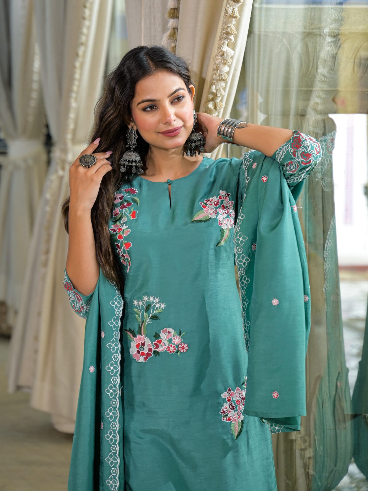 Dola Silk Rama Green 3pc Set