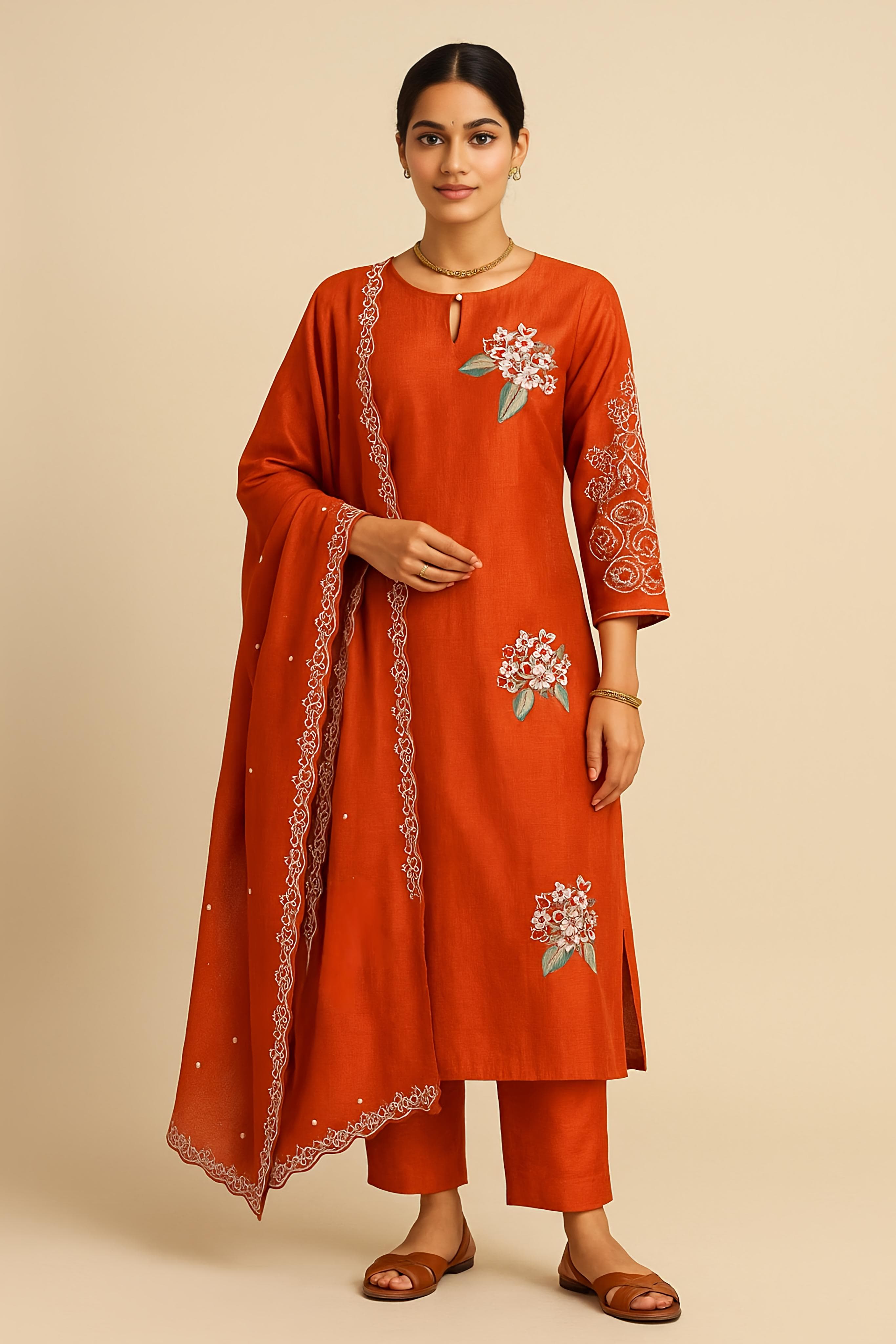 Dola Silk Orange 3pc Set