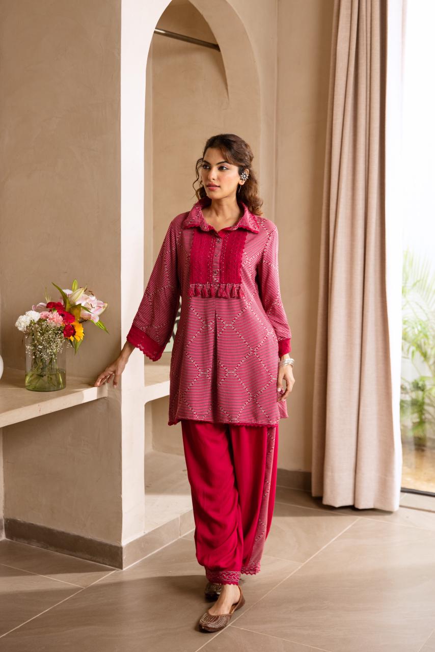 German Rayon Pink 2pc Set